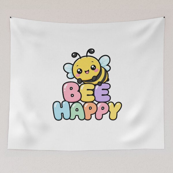 Item preview, Bee Happy Cute Kawaii Bee with Saying designed and sold by BoosterShop.