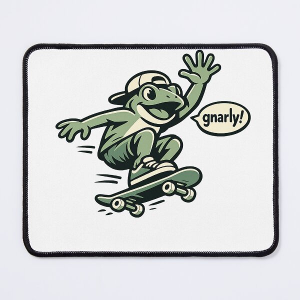 Item preview, Cute Skateboarding Frog Saying "Gnarly!" Cartoon Skater Sticker Design designed and sold by Moss & Mellow.