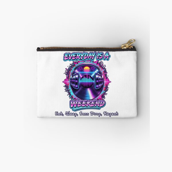 Item preview, Everyday Is a Weekend | Eat Sleep Bass Drop Repeat | Retro Synthwave DJ | EDM Festival | Neon Vinyl Record Headphones designed and sold by A-T-H.