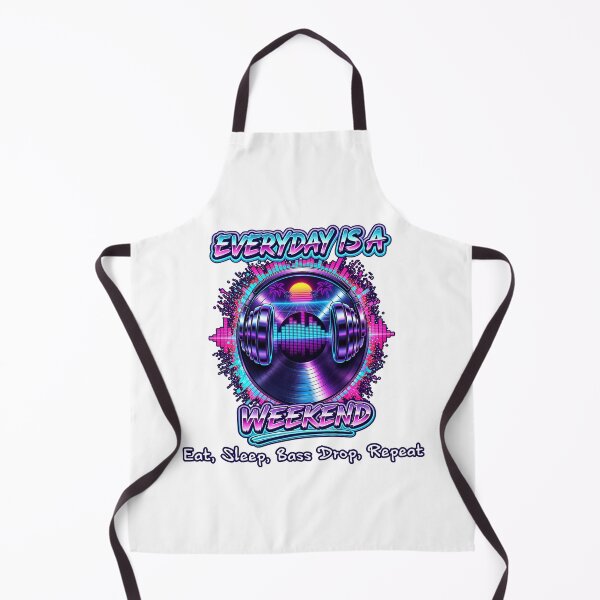 Item preview, Everyday Is a Weekend | Eat Sleep Bass Drop Repeat | Retro Synthwave DJ | EDM Festival | Neon Vinyl Record Headphones designed and sold by A-T-H.