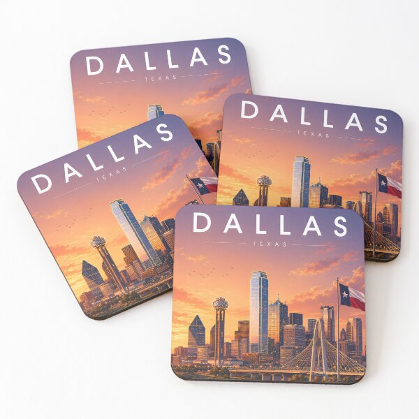 Item preview, Illustrated Dallas Texas USA Colorful Skyline Travel Poster designed and sold by ArtsyGlaze.