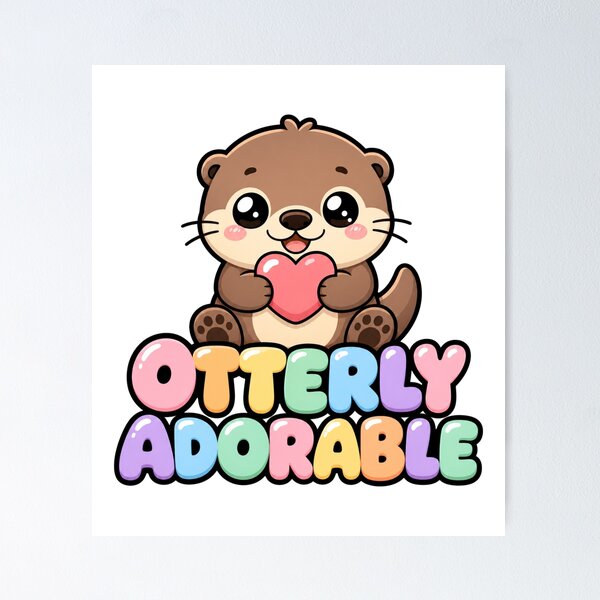 Item preview, Otterly Adorable Cute Kawaii Otter with Heart designed and sold by BoosterShop.