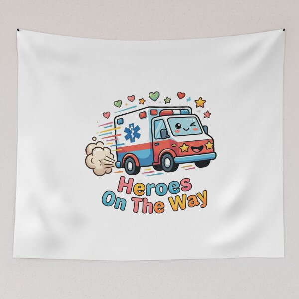 Item preview, Heroes On The Way Cute Ambulance Pediatric Transport Nurse Sticker designed and sold by Nurse Craft Studio.