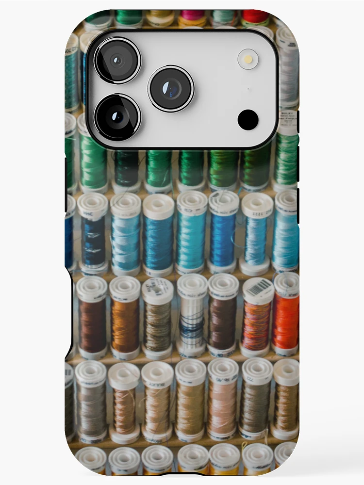 Thumbnail 1 of 4, iPhone Case, Colorful Sewing Thread Pattern designed and sold by VolcanoMist.