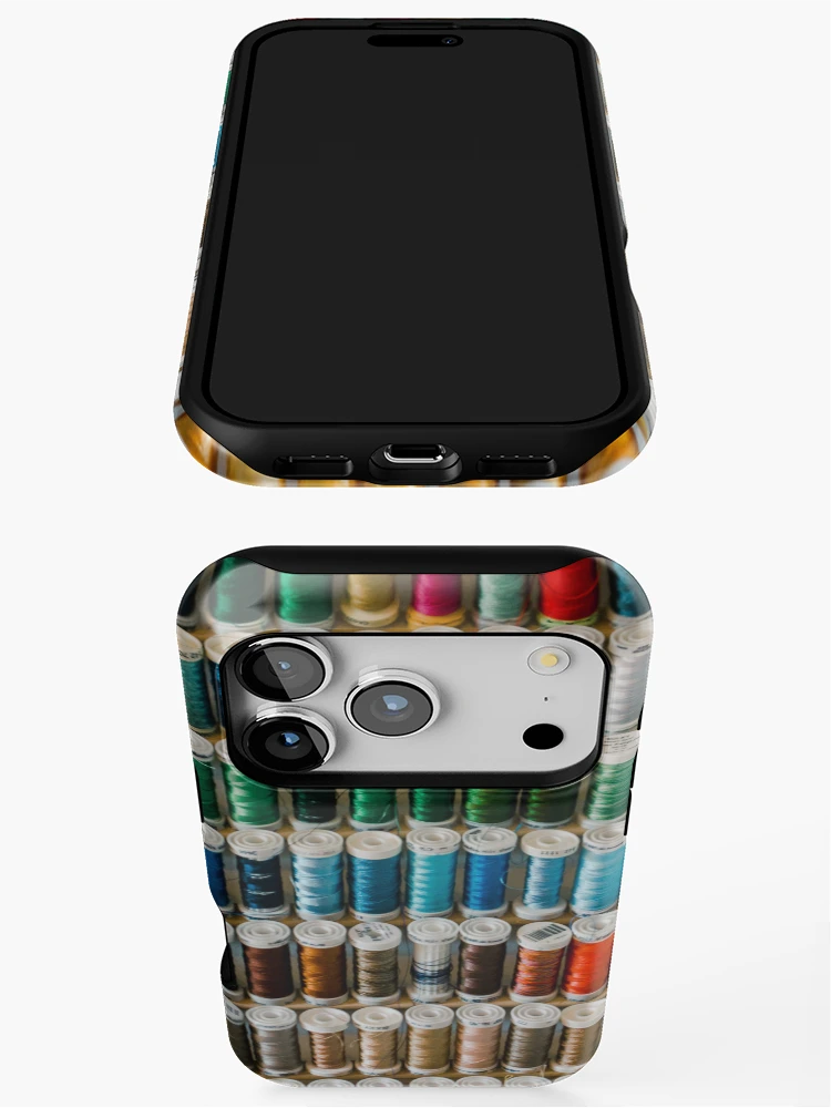 Thumbnail 3 of 4, iPhone Case, Colorful Sewing Thread Pattern designed and sold by VolcanoMist.