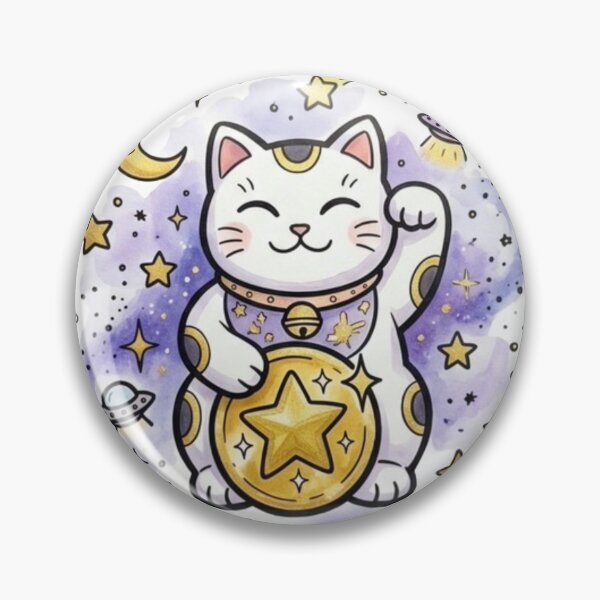 Item preview, Lucky Cat Gift | Cosmic Maneki Neko Space Art | Cute Kawaii Fortune Cat | Japanese Aesthetic Birthday Present | Gold Prosperity Decor designed and sold by Cosmic Doodle Co..