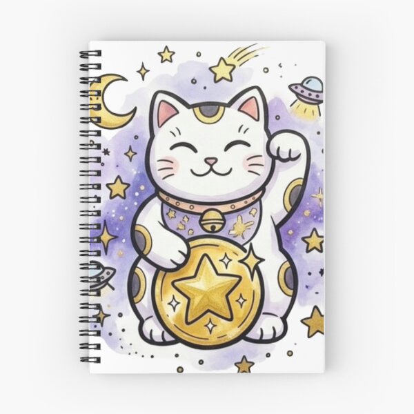 Item preview, Lucky Cat Gift | Cosmic Maneki Neko Space Art | Cute Kawaii Fortune Cat | Japanese Aesthetic Birthday Present | Gold Prosperity Decor designed and sold by Cosmic Doodle Co..