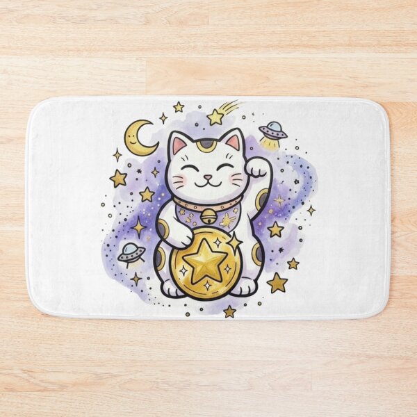 Item preview, Lucky Cat Gift | Cosmic Maneki Neko Space Art | Cute Kawaii Fortune Cat | Japanese Aesthetic Birthday Present | Gold Prosperity Decor designed and sold by Cosmic Doodle Co..