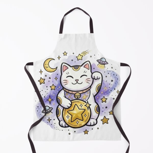 Item preview, Lucky Cat Gift | Cosmic Maneki Neko Space Art | Cute Kawaii Fortune Cat | Japanese Aesthetic Birthday Present | Gold Prosperity Decor designed and sold by Cosmic Doodle Co..
