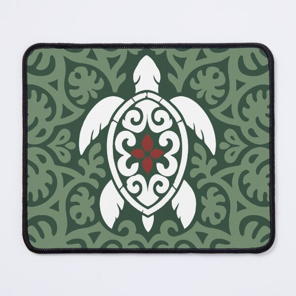 Item preview, Polynesian Honu Sea Turtle Tifaifai – Forest Green & Red designed and sold by CreaTahiti.