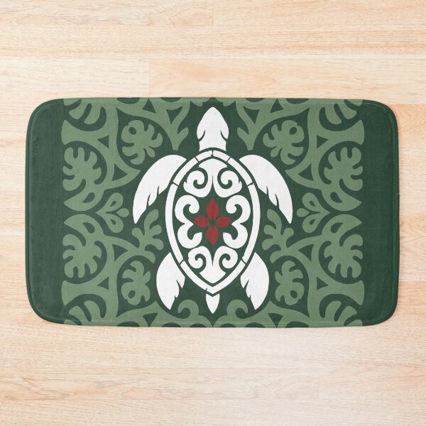 Item preview, Polynesian Honu Sea Turtle Tifaifai – Forest Green & Red designed and sold by Tahitifaifai.