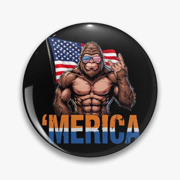 Item preview, 'Merica Bigfoot Muscular Rock On Design v10 designed and sold by DarylWelsh2024.