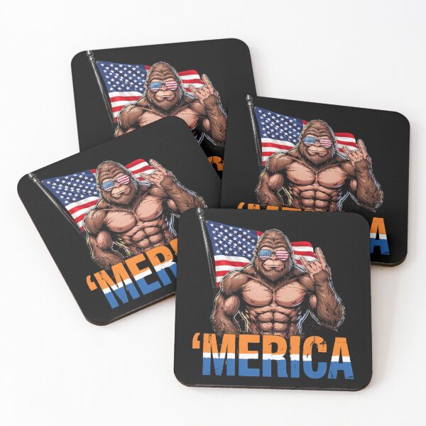 Item preview, 'Merica Bigfoot Muscular Rock On Design v10 designed and sold by DarylWelsh2024.