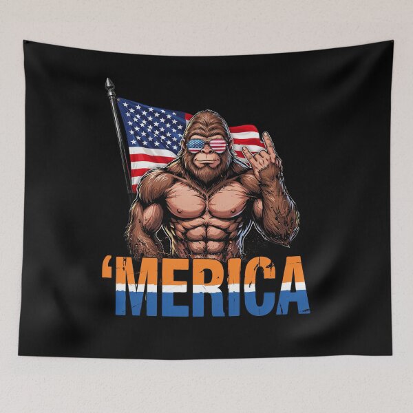Item preview, 'Merica Bigfoot Muscular Rock On Design v10 designed and sold by DarylWelsh2024.
