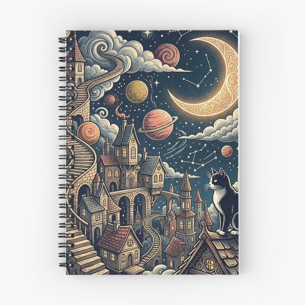 Item preview, Cosmic Cat – Surreal Fantasy Night City Art  designed and sold by Dogandesighn.