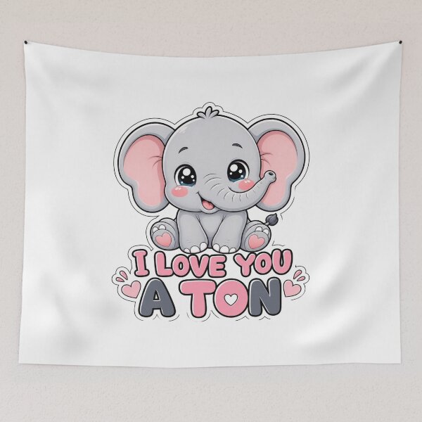 Item preview, I Love You A Ton Cute Kawaii Elephant designed and sold by BoosterShop.