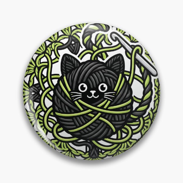 Item preview, Funny Black Cat Crochet Tangled In Yarn Gift designed and sold by jcm320.