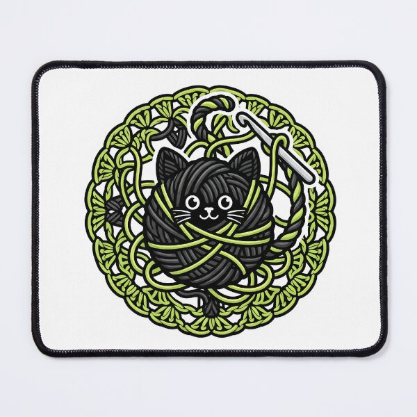 Item preview, Funny Black Cat Crochet Tangled In Yarn Gift designed and sold by jcm320.