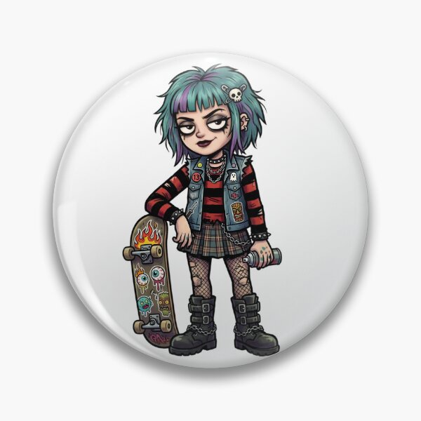 Item preview, Skater Punk Goth Girl | Emo Cartoon Character | Alternative Fashion Illustration | Gothic Skateboard Art | Streetwear Sticker Design designed and sold by Bhaskar Digital Art.