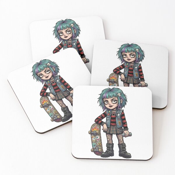 Item preview, Skater Punk Goth Girl | Emo Cartoon Character | Alternative Fashion Illustration | Gothic Skateboard Art | Streetwear Sticker Design designed and sold by Bhaskar Digital Art.
