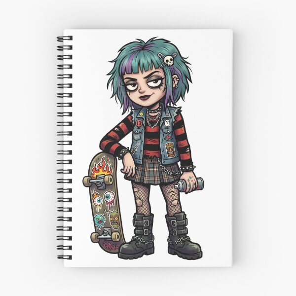 Item preview, Skater Punk Goth Girl | Emo Cartoon Character | Alternative Fashion Illustration | Gothic Skateboard Art | Streetwear Sticker Design designed and sold by Bhaskar Digital Art.
