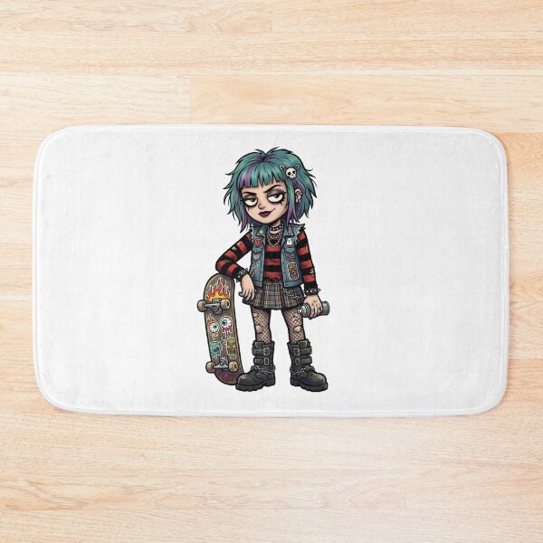 Item preview, Skater Punk Goth Girl | Emo Cartoon Character | Alternative Fashion Illustration | Gothic Skateboard Art | Streetwear Sticker Design designed and sold by Bhaskar Digital Art.