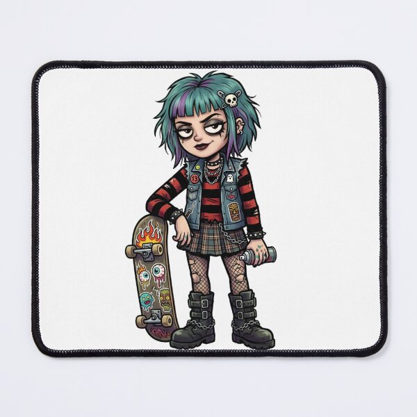 Item preview, Skater Punk Goth Girl | Emo Cartoon Character | Alternative Fashion Illustration | Gothic Skateboard Art | Streetwear Sticker Design designed and sold by Bhaskar Digital Art.