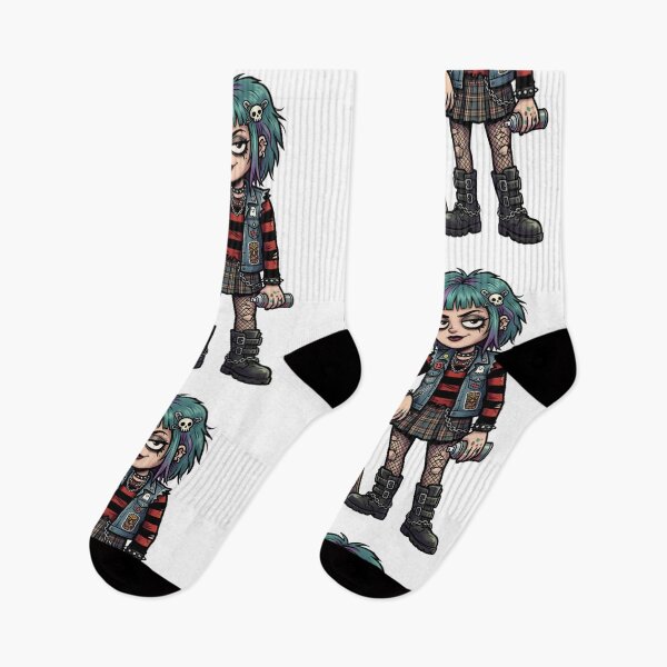 Item preview, Skater Punk Goth Girl | Emo Cartoon Character | Alternative Fashion Illustration | Gothic Skateboard Art | Streetwear Sticker Design designed and sold by Bhaskar Digital Art.