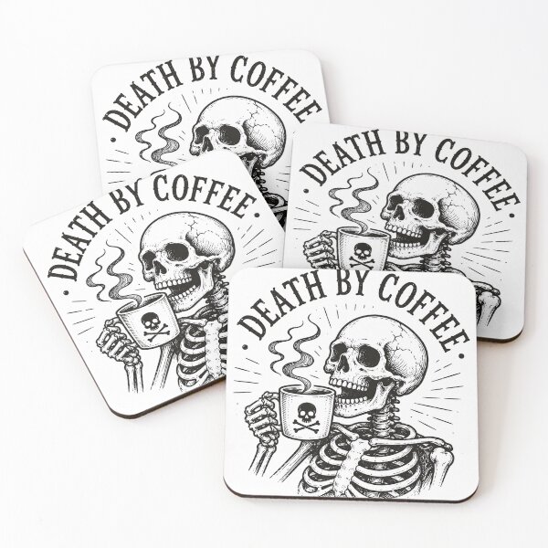 Item preview, Death by Coffee | Funny Skeleton Coffee Lover Design designed and sold by Moonroot Studio.