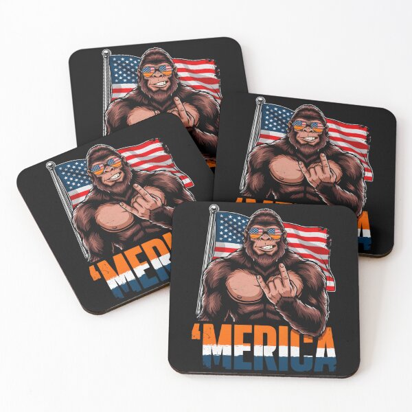 Item preview, 'Merica Bigfoot Muscular Rock On Design v11 designed and sold by DarylWelsh2024.