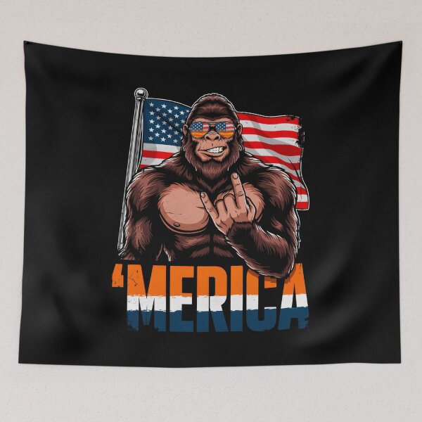 Item preview, 'Merica Bigfoot Muscular Rock On Design v11 designed and sold by DarylWelsh2024.