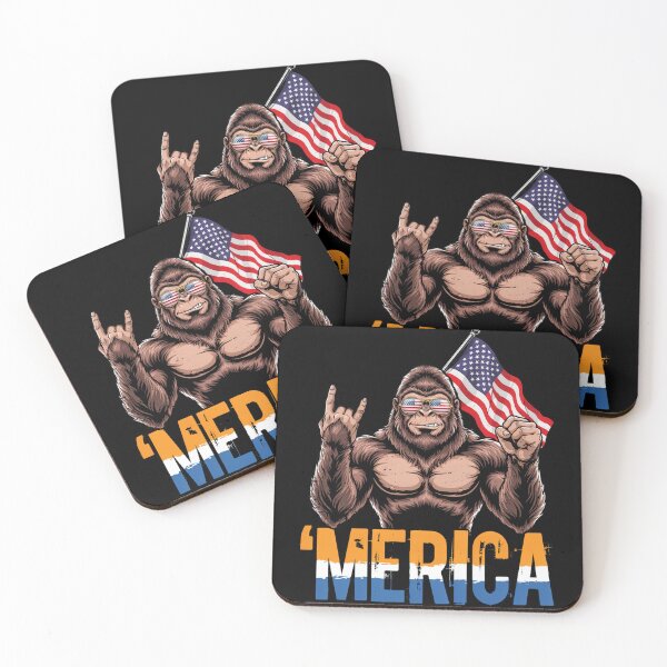 Item preview, 'Merica Bigfoot Muscular Rock On Design v12 designed and sold by DarylWelsh2024.