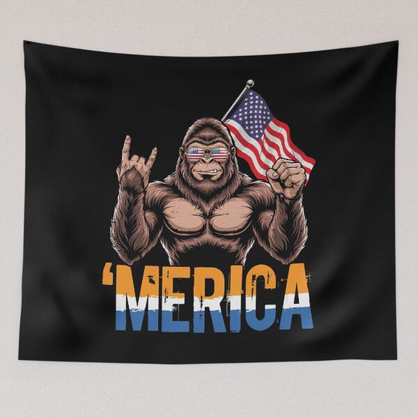Item preview, 'Merica Bigfoot Muscular Rock On Design v12 designed and sold by DarylWelsh2024.