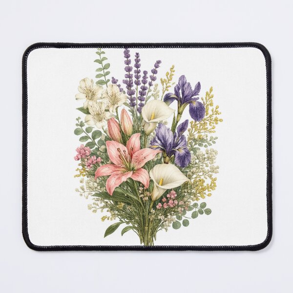 Item preview, Elegant Floral Bouquet – Pink Lily, Purple Iris & White Calla Lily Botanical Design designed and sold by SP319.