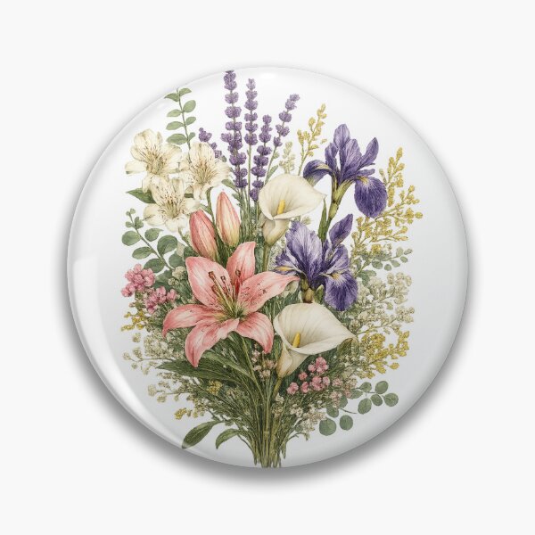 Item preview, Elegant Floral Bouquet – Pink Lily, Purple Iris & White Calla Lily Botanical Design designed and sold by SP319.
