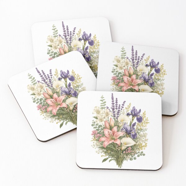Item preview, Elegant Floral Bouquet – Pink Lily, Purple Iris & White Calla Lily Botanical Design designed and sold by SP319.