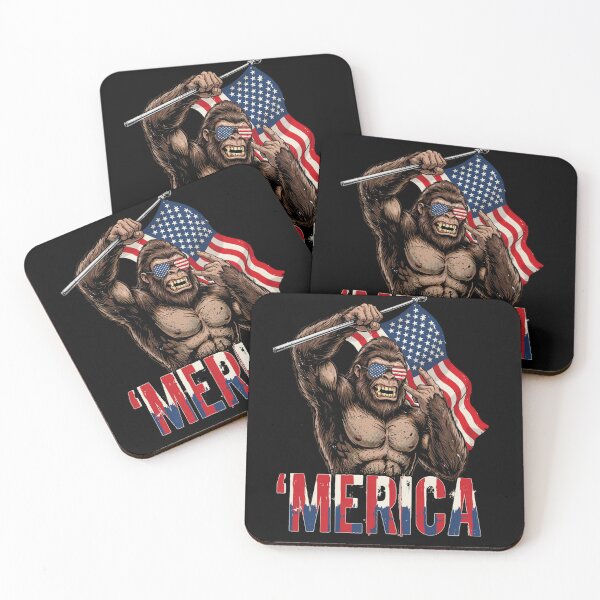 Item preview, 'Merica Bigfoot Muscular Rock On Design v13 designed and sold by DarylWelsh2024.