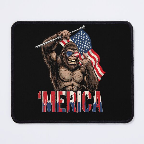 Item preview, 'Merica Bigfoot Muscular Rock On Design v13 designed and sold by DarylWelsh2024.