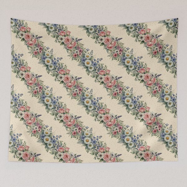 Item preview, Diagonal Watercolor Botanical Floral on Soft Yellow Texture designed and sold by patternarya.