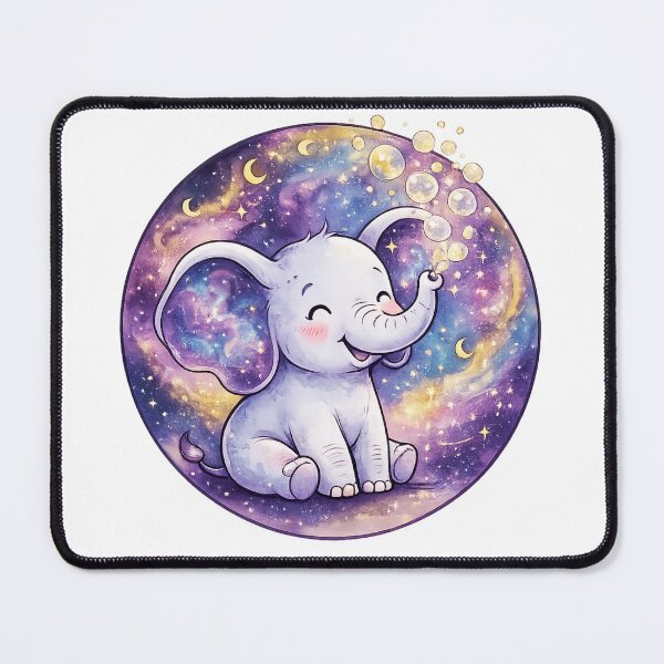 Item preview, Cute Baby Elephant Blowing Cosmic Bubbles | Kawaii Galaxy Nursery Art | Baby Shower Gift | Whimsical Animal Decor designed and sold by Cosmic Doodle Co..