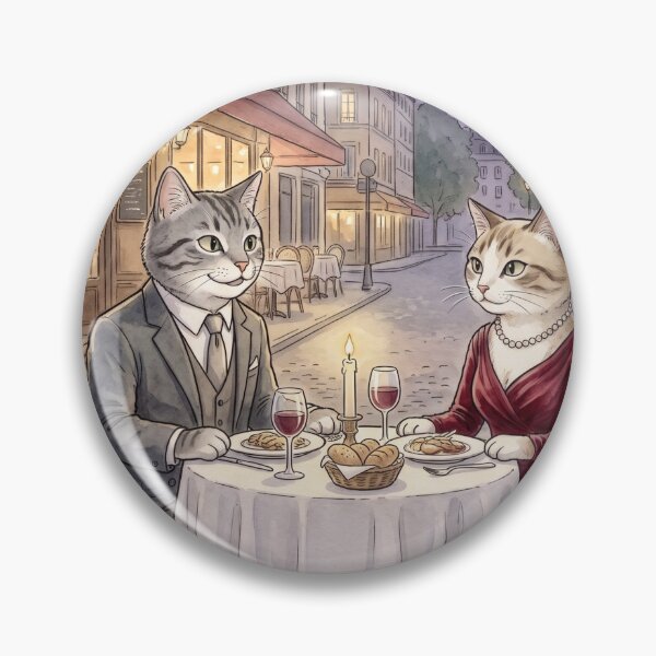 Item preview, Romantic date of cats in a Parisian cafe, watercolor illustration of cats in love designed and sold by TheCoolCatsMx.