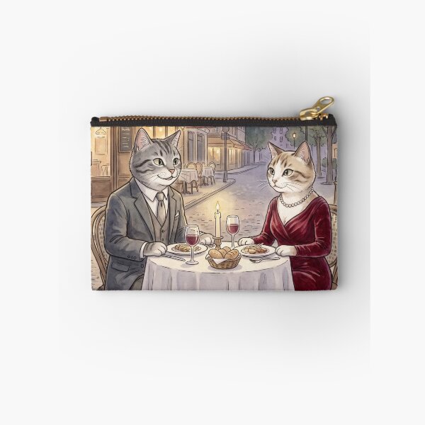 Item preview, Romantic date of cats in a Parisian cafe, watercolor illustration of cats in love designed and sold by TheCoolCatsMx.