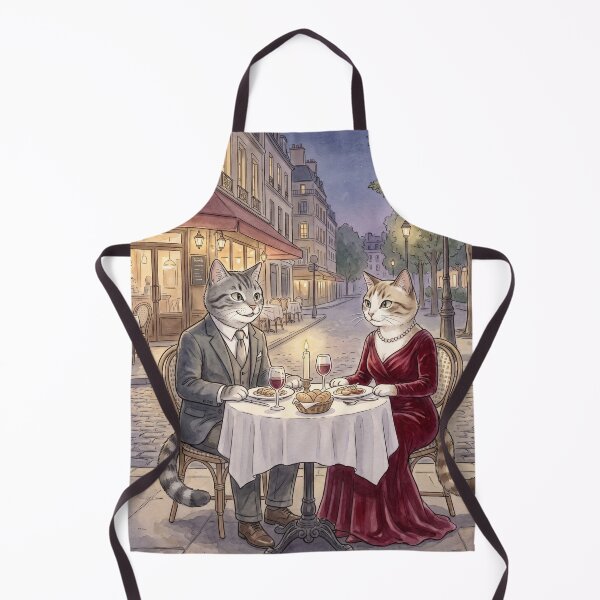 Item preview, Romantic date of cats in a Parisian cafe, watercolor illustration of cats in love designed and sold by TheCoolCatsMx.