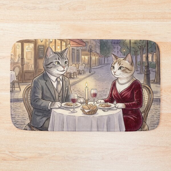 Item preview, Romantic date of cats in a Parisian cafe, watercolor illustration of cats in love designed and sold by TheCoolCatsMx.