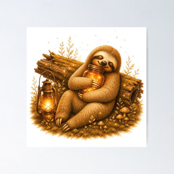 Item preview, Sleepy Sloth Glowing Mason Jar Vintage Nightcore designed and sold by AQUILAKREO.