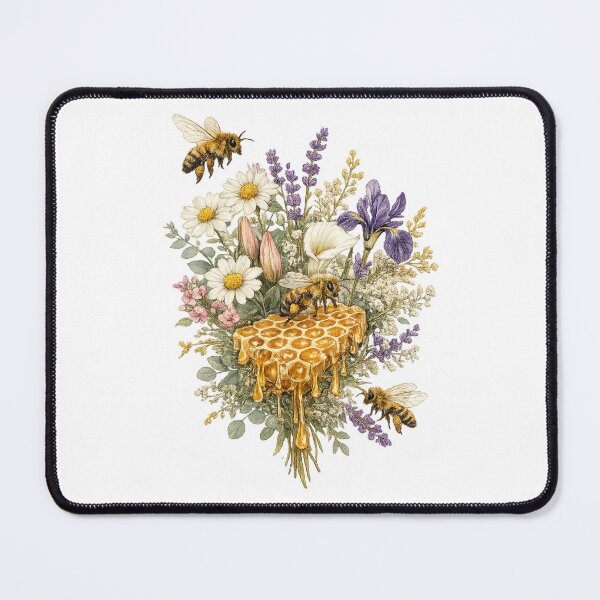Item preview, Vintage Honey Bee & Wildflower Botanical Illustration – Honeycomb Floral Nature Design designed and sold by SP319.