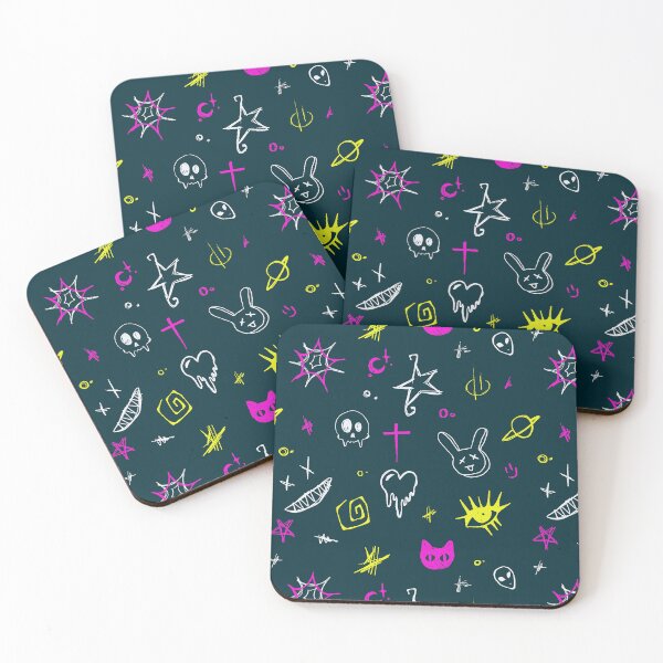 Item preview, Hand-Drawn Spooky Doodles on Dark Teal Background designed and sold by patternarya.