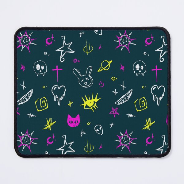 Item preview, Hand-Drawn Spooky Doodles on Dark Teal Background designed and sold by patternarya.