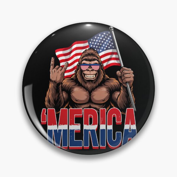 Item preview, 'Merica Bigfoot Muscular Rock On Design v14 designed and sold by DarylWelsh2024.