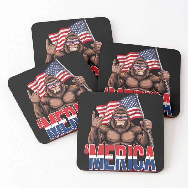 Item preview, 'Merica Bigfoot Muscular Rock On Design v14 designed and sold by DarylWelsh2024.